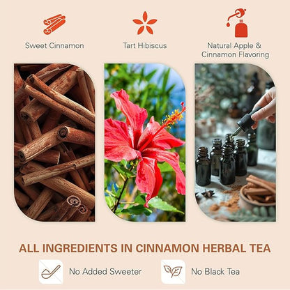WT WEETEE Apple Cinnamon Herbal Tea Bags, 60 Count, Perfect Blend of Sweet Cinnamon, Tart Hibiscus, Natural Flavoring, Caffeine-Free