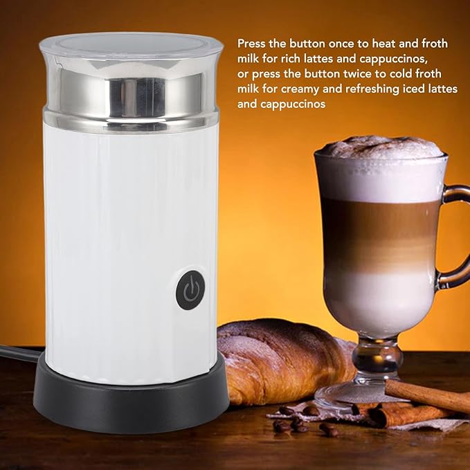 Electric Milk Frother, 230ml Electric Milk Frother Full Automatic Milk Frother Hot Cold Milk Foamer Frother for Cappuccinos Macchiato(American plug, voltage: 110-120V)