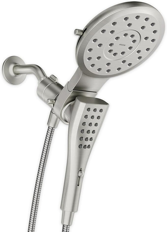 Moen Verso Spot Resist Nickel Round Rain Shower Head and Detachable Handshower Combination with Magnetix Docking System and 60-inch Metal Hose, 220C2SRN