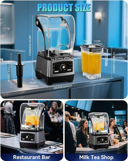 2025 Upgrade Commercial Blender | SGS German Super Motor 2500W| Dishwasher Safe | 6-Piece Japanese Blades, 3-Second Quick Ice Crushing | Quiet Blender for Juices and Smoothies, New