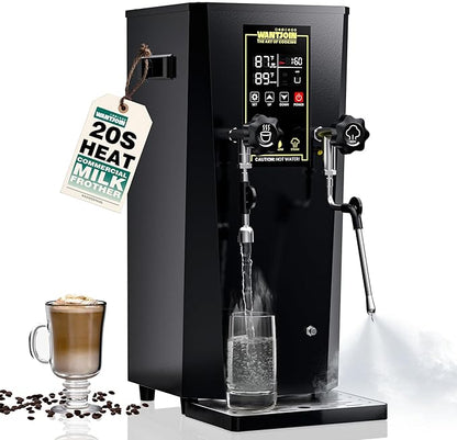WantJoin 2000W Commercial Milk Frother & Beverage Warmer - Professional Milk Steamer Machine with LED Display Panel for Latte, Cappuccino, Coffee, Hot Chocolate and Milk Tea, Perfect for Cafes & Home