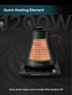 Load image into Gallery viewer, Electric Kettle, Gooseneck Electric Kettle, ±1℉ Precise Temperature Control, Stainless Steel Interior, Quick Heating for Pour Over Coffee, Tea &amp; Boiling Water, 0.9L (Forest Green)