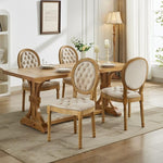 Load image into Gallery viewer, French Country Dining Chairs Set of 8, Vintage Wooden Dining Chairs with Fabric Upholstered Tufted Seat,Solid Wood Legs&amp;Frame, Farmhouse Kitchen&amp;Living Room Chairs(Beige,8 Pcs)