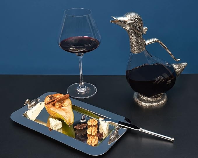 Regent Silverplated Duck Decanter 25.3 oz, 750ml Carafe, Wine Gift, Decanter for Wine, Men/Women's Good Gift on Special Day