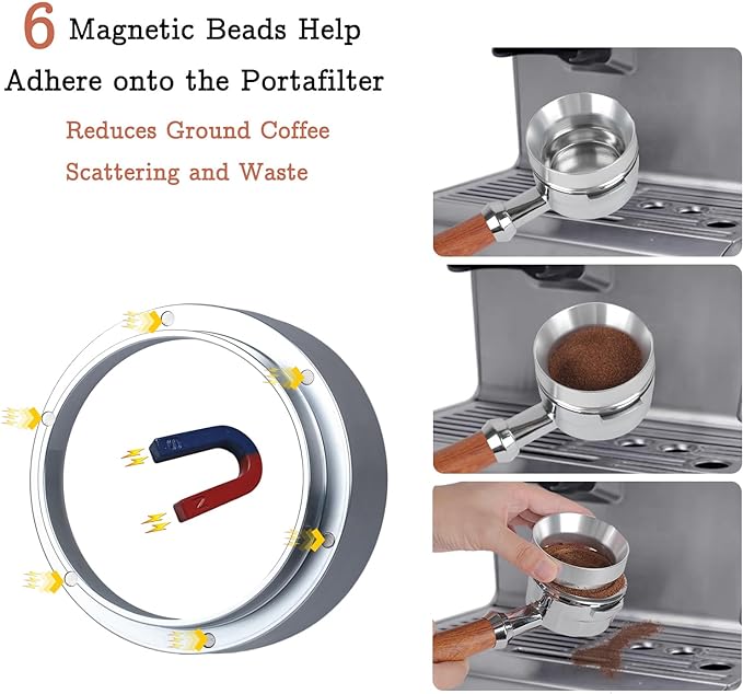 51mm Espresso Tamper Set - Spring-loaded Coffee Tamper, Adjustable Depth Espresso Distributor Leveler, Magnetic Dosing Funnel Aluminum Metal, Reusable Puck Screen, Fit for 51mm Portafilters