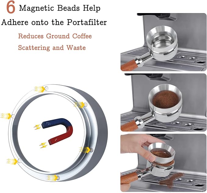 58mm Espresso Tamper Set - Dual-Spring Calibrated Coffee Tamper, 8-Needle WDT Tool Espresso Distribution Tool, Magnetic Aluminum Dosing Funnel, Reusable Puck Screen, Fit for 58mm Portafilters