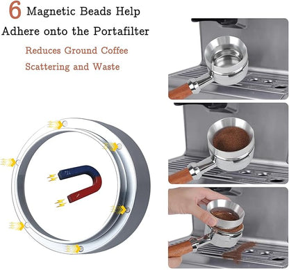 58mm Espresso Tamper Set - Dual-Spring Calibrated Coffee Tamper, 8-Needle WDT Tool Espresso Distribution Tool, Magnetic Aluminum Dosing Funnel, Reusable Puck Screen, Fit for 58mm Portafilters