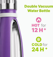 12 oz Water Bottle Stainless Steel Double Wall Vacuum Insulated Sports Water Bottle for Kids, Small Mini Cola Shape Water Bottle Leak Proof (Purple-Royal Blue)