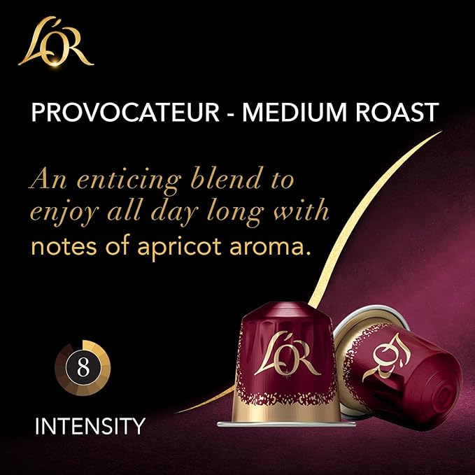 L'OR Coffee Pods, 10 Count Provocateur Medium Roast Blend, Single-Serve Aluminum Coffee Capsules Compatible with the L'OR BARISTA System & *Nespresso Original Machines, 10 count (Pack of 1)