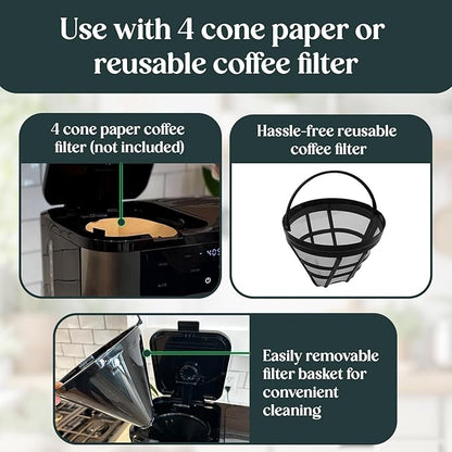 Deluxe 12-Cup Coffee Maker & Single Serve Brewer – Programmable, K-Cup Compatible, Adjustable Brew Size, Glass Carafe, Auto Shut-Off - Ideal for Home or Office