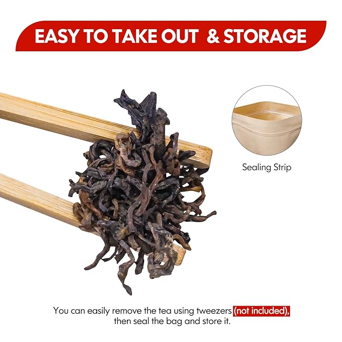 Organic Pu Erh Tea, USDA Certified Aged Fermented Organic Ripe Puerh Tea Loose Leaf Black Tea, No Dust Production Workshop, Chinese Yunnan Ancient Tree Puer Tea Perfect for Hot Brew, 3.5 Oz