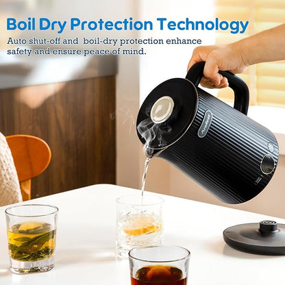 Arofeer® 1.7L(57oz) Large Electric Kettle Temperature Control, 7+Cups Electric Tea Kettle for Coffee&Tea, 2 quarts Big Hot Water Kettle Electric with,1200W,Keep Warm-Black