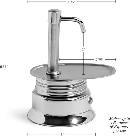 Kings County Tools Single Spout 1 Cup Coffee Maker - Stainless Steel Stovetop Espresso Maker - Italian Coffee Machine for Espresso, Cappuccino, and Mocha - Portable Brew Pot for Home or Camping