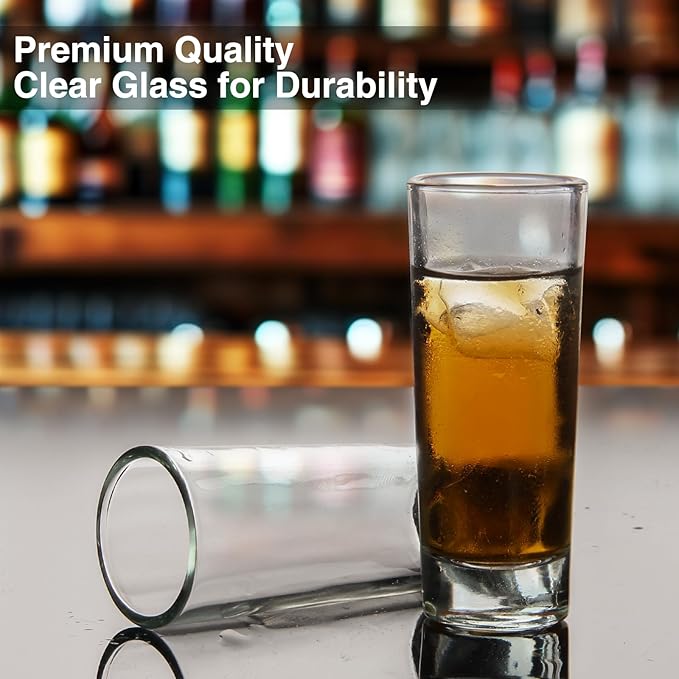 Ruckae 12 Pack 2 OZ Shot Glasses Set Clear Shot Glasses Bulk with Heavy Base Bar Cylinder Glass Shot Cups for Vodka Tequila Whiskey Liquor Cocktail (Cylinder Shaped)