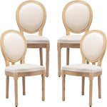Load image into Gallery viewer, French Country Dining Chairs Set of 4, Beige Round Back Dining Chairs with Linen Upholstered Seat, Solid Wood Legs, Farmhouse Kitchen &amp; Dining Room Chairs, Sillas De Comedor (Beige, 4Pcs)