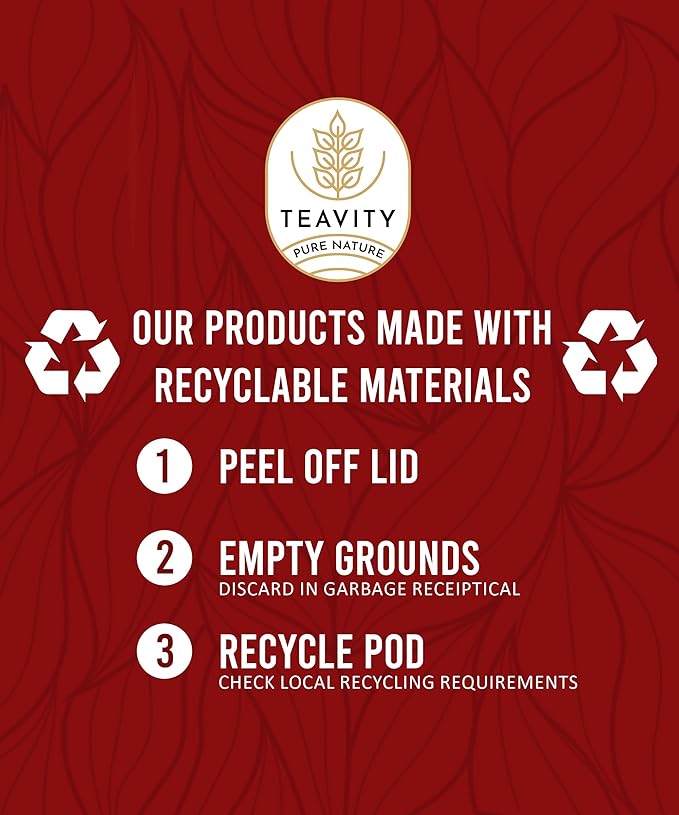 Organic Hibiscus Sabdariffa Tea Organic Naturally Decaf Tea Pods for Keurig by Teavity (24 Tea Pods)