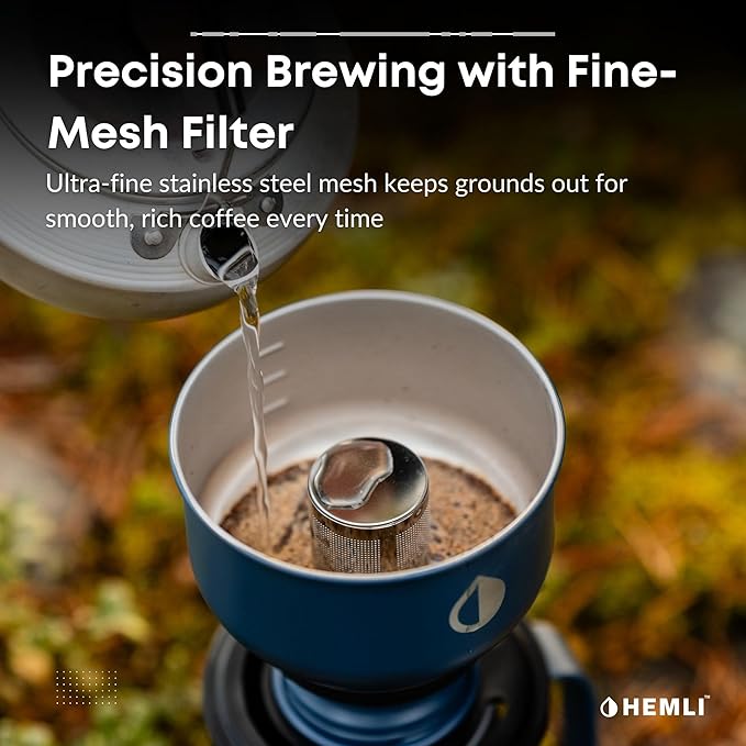 Pour Over Camp Coffee Maker Set– Vacuum Insulated Mug with Leakproof Lid, Stainless Steel Micro Filter, Scratch-Resistant Finish, Portable Coffee Maker for Camping, Travel & Outdoor Adventures