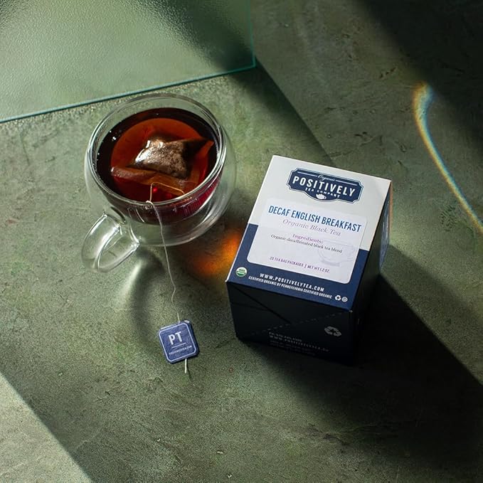 Organic Positively Tea Company, Decaf English Breakfast Black Tea Bags, 20 Count