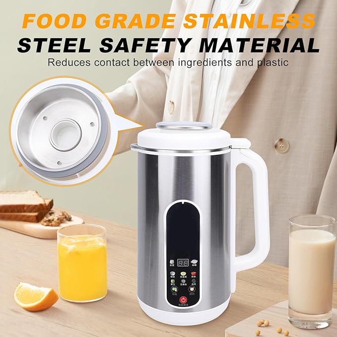 8 in 1 Nut Milk Maker, 40.6oz Stainless Steel Almond Milk Maker, Homemade Almond, Oat, Coconut, Plant Based Milks and Non Dairy Beverages