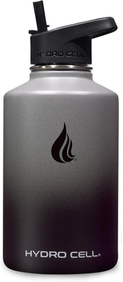 HYDRO CELL Stainless Steel Insulated Water Bottle with Straw - For Cold & Hot Drinks - Metal Vacuum Flask with Screw Cap and Modern Leakproof Sport Thermos for Adults (Graphite/Black 64oz)