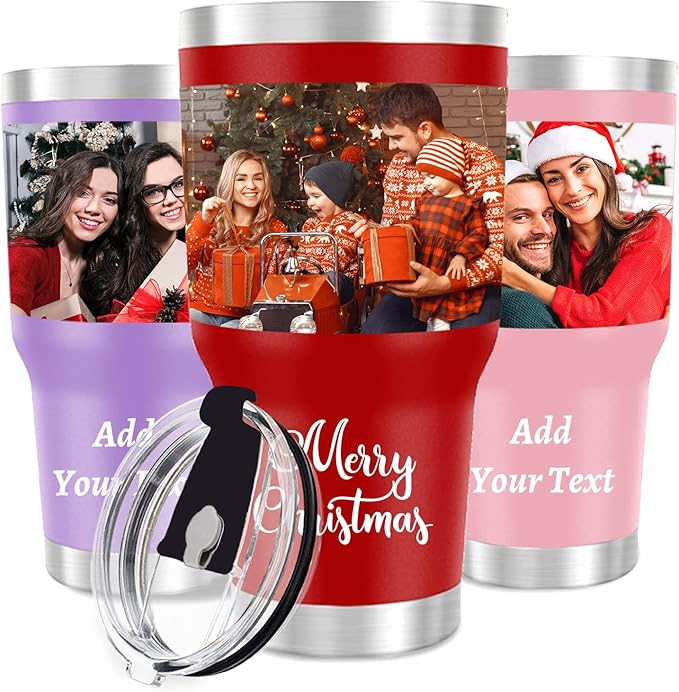 Personalized Tumbler with Pictures/Text- Custom Coffee Mug Cup 30 Oz with Lid - Customized Employee Appreciation Gifts - Christmas Gifts for Men Women - Customized By Enterprise (30 Oz-Print)
