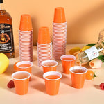 Load image into Gallery viewer, 100 Pack 2 oz Plastic Shot Glasses Disposable Shot Cups, Mini 2oz Party Cups for Halloween, Birthday, Wedding, Bachelorette Party, Baby Shower Supplies (Orange)