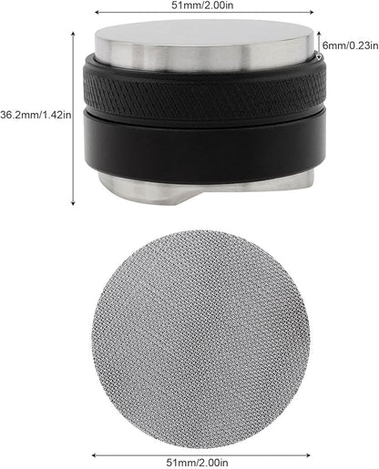 51mm Coffee Distributor & Tamper, Dual Head Coffee Leveler and Espresso Puck Screen Fit for 51mm Breville Portafilter, Adjustable Depth Professional Barista Espresso Hand Tamper for Espresso Machine