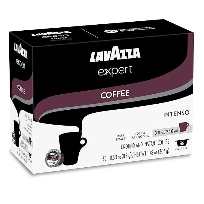 Lavazza Expert Intenso Coffee Capsules, Dark Roast, Arabica and Robusta Blend, Compatible with Lavazza Classy Plus Machine (36 Capsules)