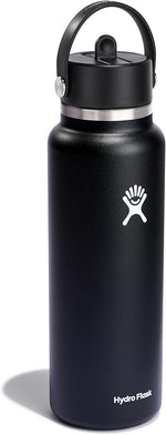 Load image into Gallery viewer, Hydro Flask Water Bottle - Insulated Stainless Steel - Wide Straw Lid, Non Spill, Leakproof in 40 Oz Black