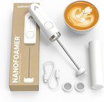 Load image into Gallery viewer, Subminimal Performance Milk Foamer - NanoFoamer Lithium Handheld Frother - Rechargeable, Dual-Speed - Microfoamed Milk in 30 Seconds, Barista-Style Coffee Drinks at Home - White Special Edition