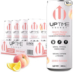 Load image into Gallery viewer, UPTIME Energy Drink, White Peach Lemonade Sparkling, 12 Pack, Vitamin C, L Theanine, Calcium, Sugar Free Energy Drinks for Focus Support, 142mg of Natural Caffeine, 5 Calories, Clean, 12 fl oz Cans