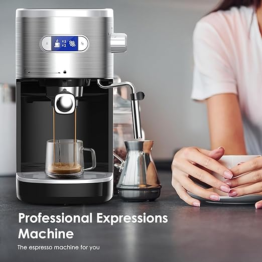 COWSAR Espresso Machine 20 Bar, Compact Espresso Maker with Milk Frother Steam Wand, Expresso Coffee Machines with 45 OZ Removable Water Tank for Cappuccino, Latte, Home