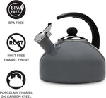 Load image into Gallery viewer, Farberware Omega Tea Kettle, Whistling Tea Pot, Works For All Stovetops, Porcelain Enamel on Carbon Steel, BPA-Free, Rust-Proof, Stay Cool Handle, 2.75 quart (11 cups) Capacity(Gray)