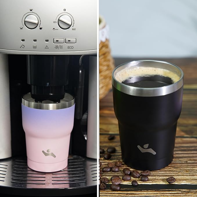 10 oz Tumbler with Handle and 2 Straw 2 Lid, Insulated Water Bottle Stainless Steel Vacuum Cup Reusable Travel Mug, Navy Blue