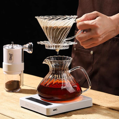 Bincoo Pour Over Coffee Maker Set,650ML Borosilicate Glass Carafe with Coffee Driper&50pcs Paper Filter,Glass Coffee Maker for Home Café Restaurant(Transparent)