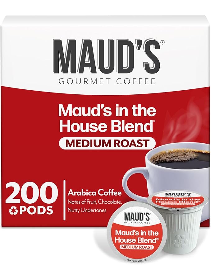 Maud's Medium Roast Coffee Pods, 200 ct, Recyclable Single Serve Pods – 100% Arabica Coffee, Compatible with Keurig K Cups Maker