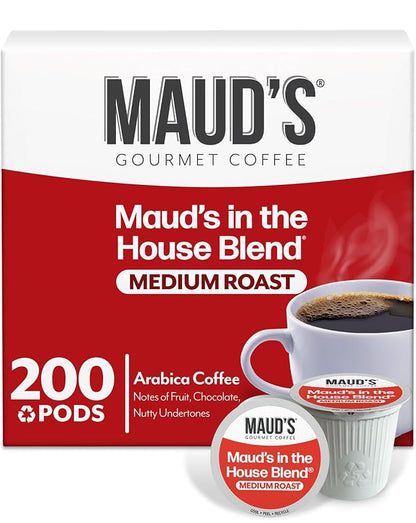 Maud's Medium Roast Coffee Pods, 200 ct, Recyclable Single Serve Pods – 100% Arabica Coffee, Compatible with Keurig K Cups Maker