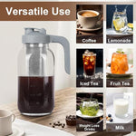 Load image into Gallery viewer, Cold Brew Coffee Maker Pitcher,32 Oz Glass Mason Jar Pitcher with V-shaped Pour Spout Handle Lid,Stainless Steel Filter for Iced Coffee,Iced tea,Breast Milk,Fruit Drinks,lemonade-Gray