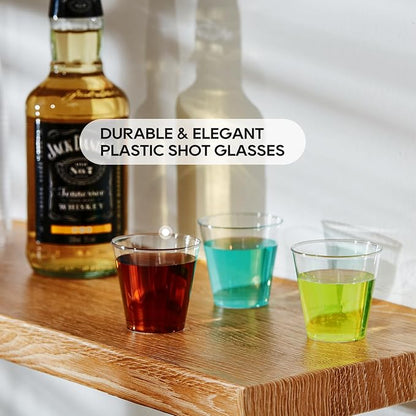 1 OZ 500 Pack Plastic Shot Glasses, Disposable Cups, 1 Ounce Tasting Cups Party Cups Perfect for Whiskey, Wine Tasting, Food Samples, and Parties