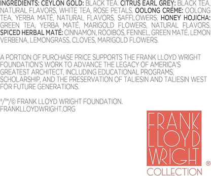 Tea Forte Frank Lloyd Wright Presentation Box Tea Gift Set Sampler, 20 Count 2 of Each Variety Individually Wrapped Handcrafted Pyramid Infuser Bags