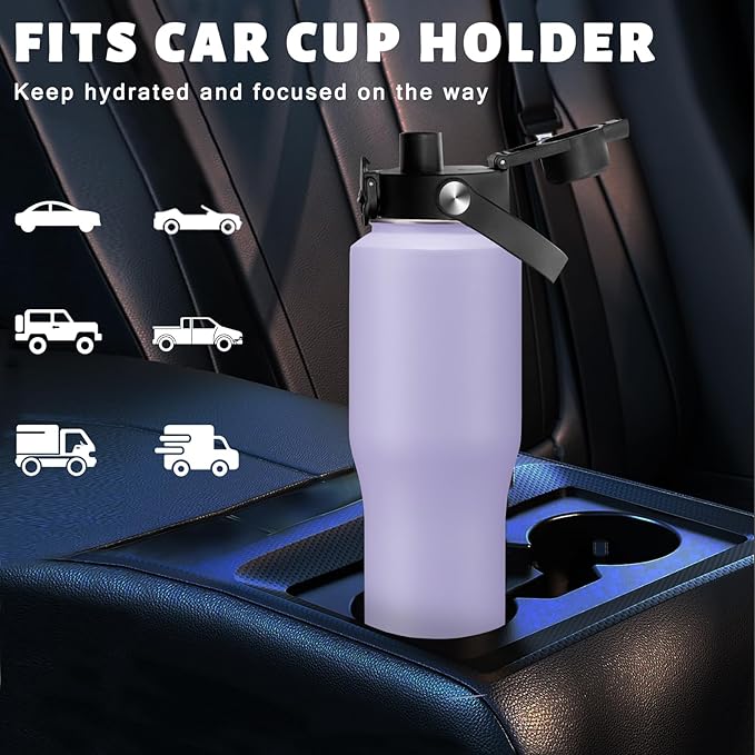 32oz 40oz Insulated Water Bottle with Straw - Keep Cold 48h or Hot 24h, Insulated Tumbler with Auto Spout Lid Fits in any Car Cup Holder, Metal Water Bottle Travel Coffee Mug for Car, Gym, Office