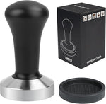 Load image into Gallery viewer, 53mm Black Coffee Tamper Espresso Press with Small Mat 304 Stainless Steel Base Aluminum Handle Barista Tool