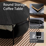 Load image into Gallery viewer, Round Coffee Table, 2-Tier 32.9" Circle Coffee Tables with Storage Wood Rustic Farmhouse Center Circular Coffee Table for Living Room Bedroom Balcony Office - Black