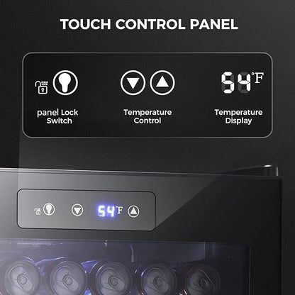 Kismile 4.5 Cu.ft Beverage Refrigerator and Cooler,126 Can Mini Fridge Glass Door with Digital Temperature Display for Soda,Beer or Wine,small Drink Dispenser Cooler for Home,Office or Bar (Black)