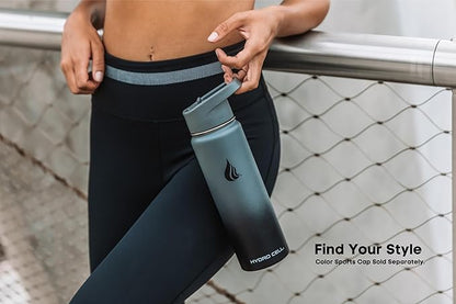HYDRO CELL Stainless Steel Insulated Water Bottle with Straw - For Cold & Hot Drinks - Metal Vacuum Flask with Screw Cap and Modern Leakproof Sport Thermos for Adults (Graphite/Black 24oz)