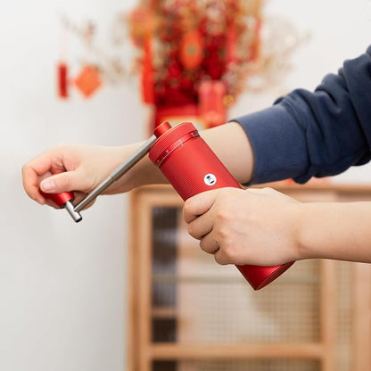 TIMEMORE S3 Manual Coffee Grinder with External Adjustment and Stainless Steel Patented Burr，Hand Coffee Grinder High Presicion Premium Expresso Coffee Grinder Chestnut S3, Red