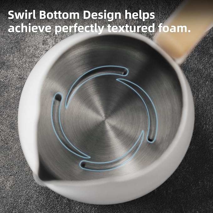 Bincoo Milk Frothing Pitcher,Espresso Milk Frothing Pitcher Stainless Steel 20oz/600ML Coffee Milk Frother Cup with Measurement Lines,Ergonomic Handle for Latte Art & Cappuccino