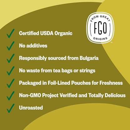 FGO Organic Dandelion Root Loose Tea, Cut and Sifted, Caffeine Free, 16oz Bulk Resealable Bag, Packaging May Vary (Pack of 1)