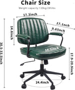 Load image into Gallery viewer, Artswish Mid Century Office Desk Chair - Green Leather Home Office Chair with Wheels and Arms
