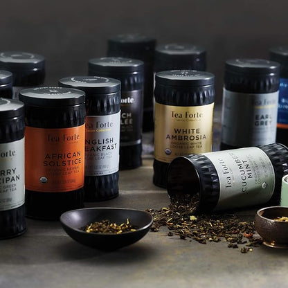 Tea Forte Hibiscus Blossom Premium Organic Loose Leaf Caffeine-Free Herbal Tea Blend Canister, Makes 35-50 Cups